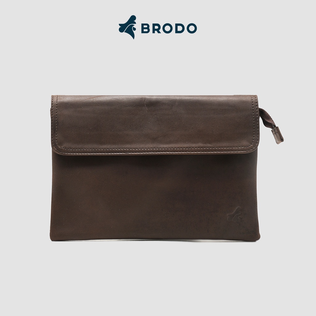 Borse Leather Clutch Dark Choco