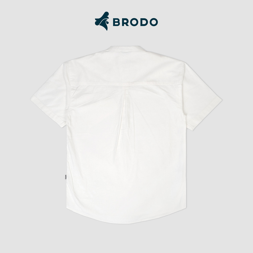 Kemeja Pria Broshirt Halfbutton Short White