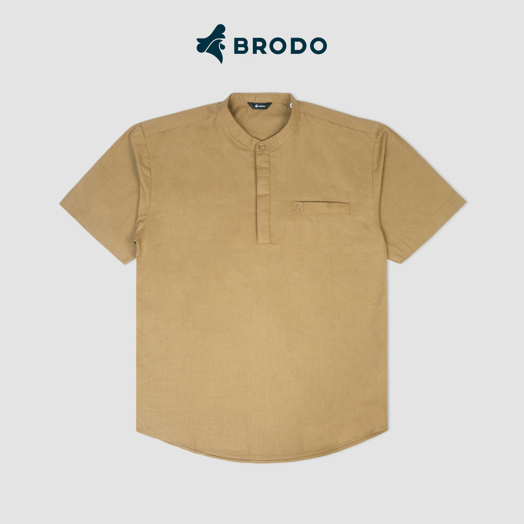 Broshirt Halfbutton Short Khaki