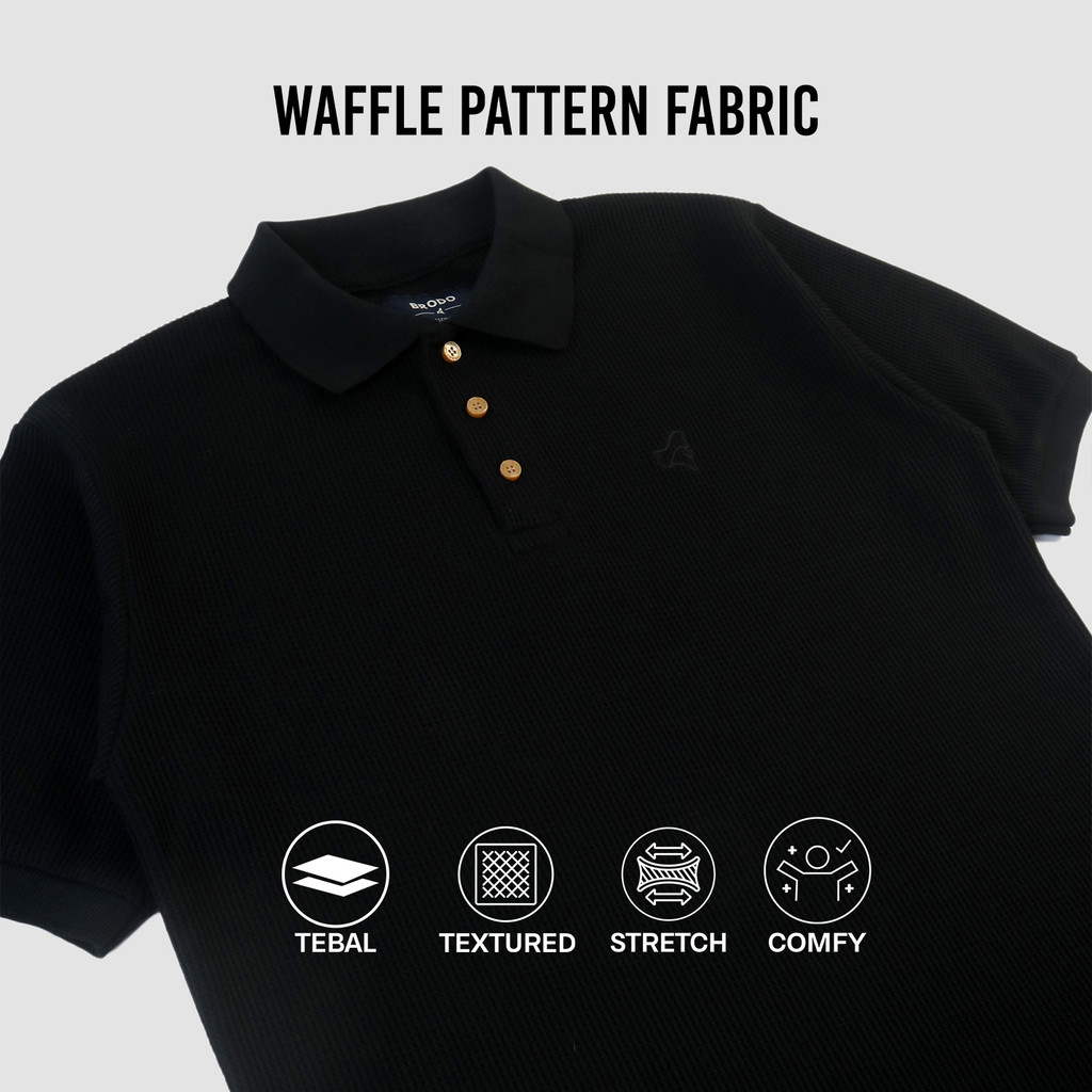 Broshirt Polo Waffle Short Black