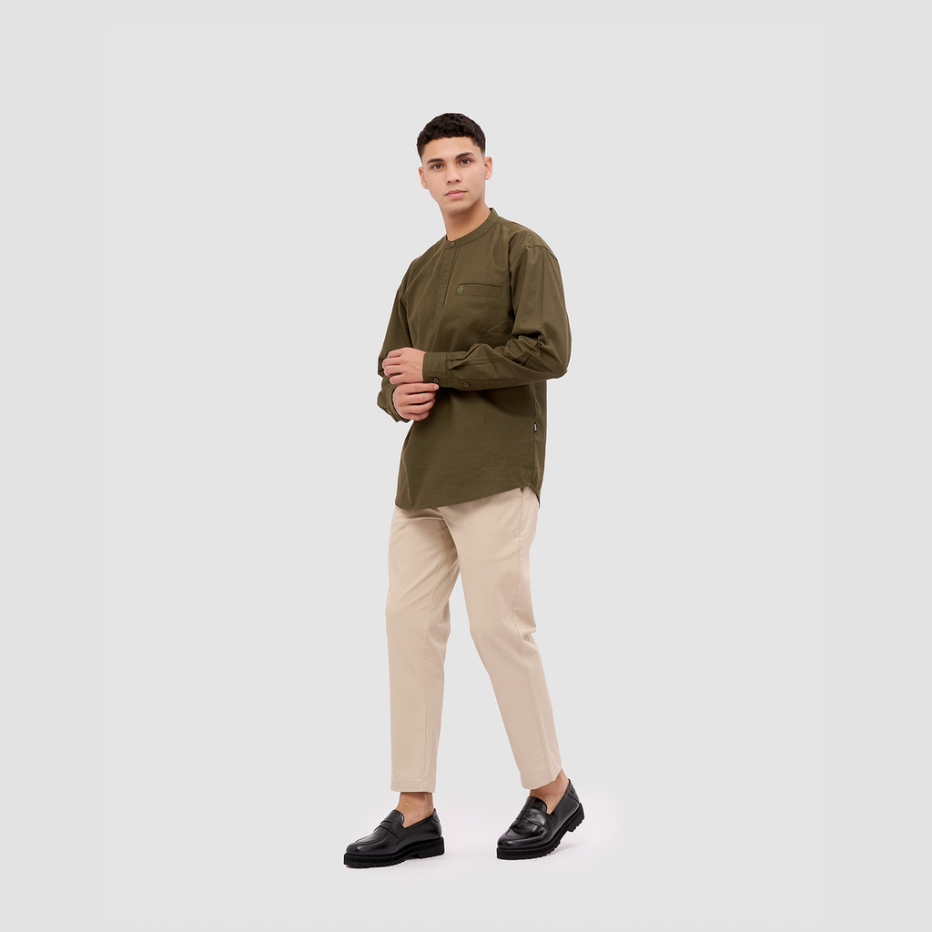 Broshirt Halfbutton Long Olive