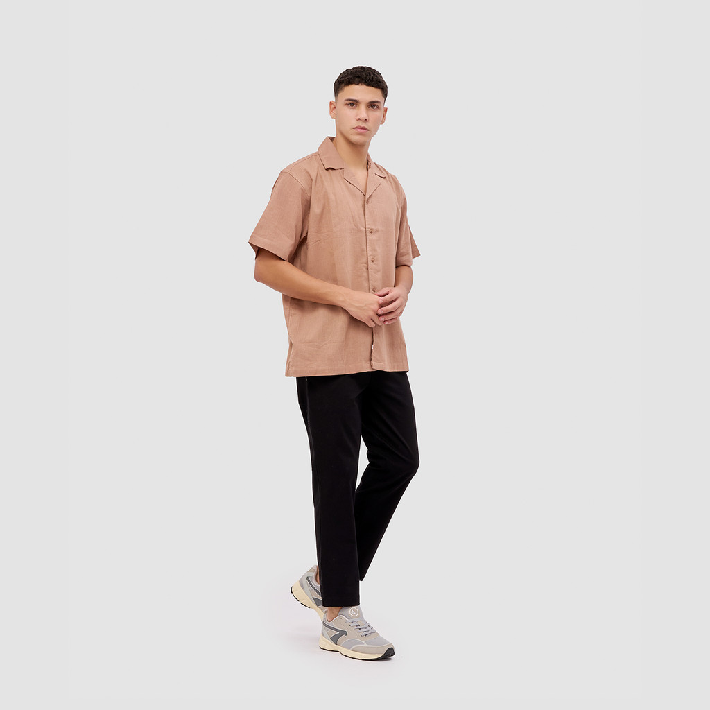 Kemeja Pria Broshirt Short Brown