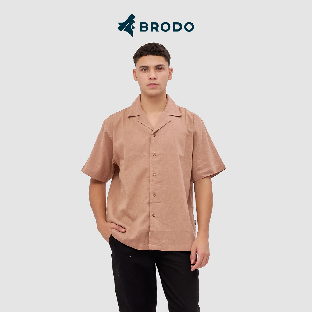 Kemeja Pria Broshirt Short Brown