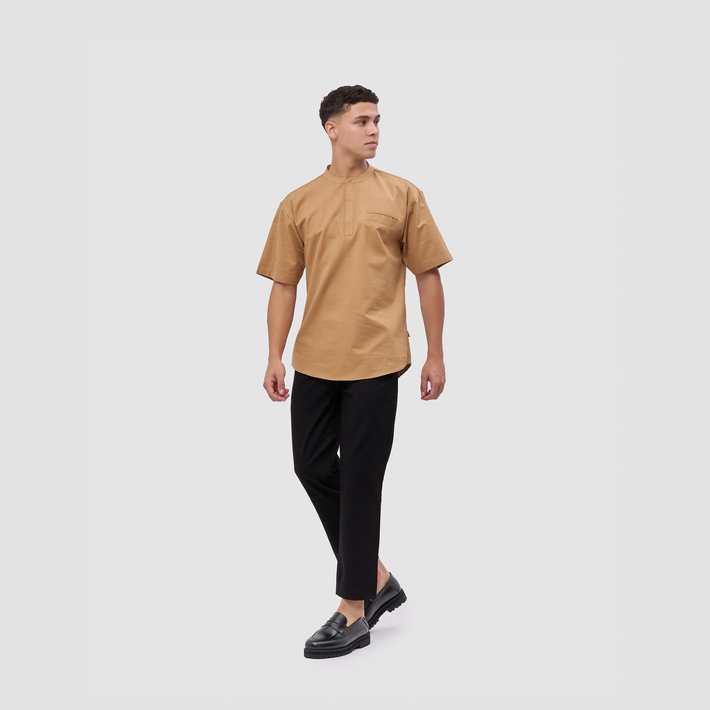 Broshirt Halfbutton Short Khaki