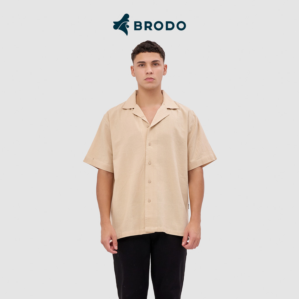 Kemeja Pria Broshirt Short Khaki