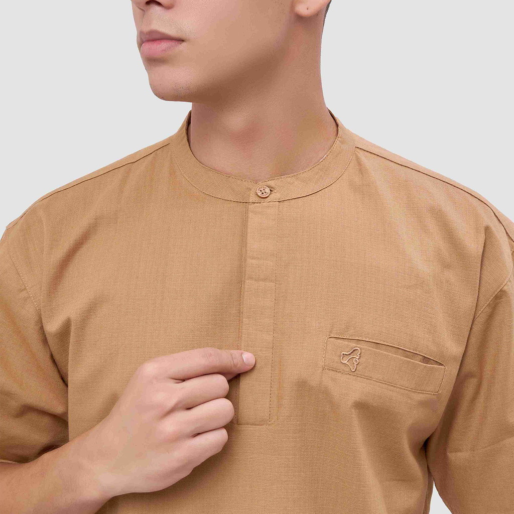 Broshirt Halfbutton Short Khaki