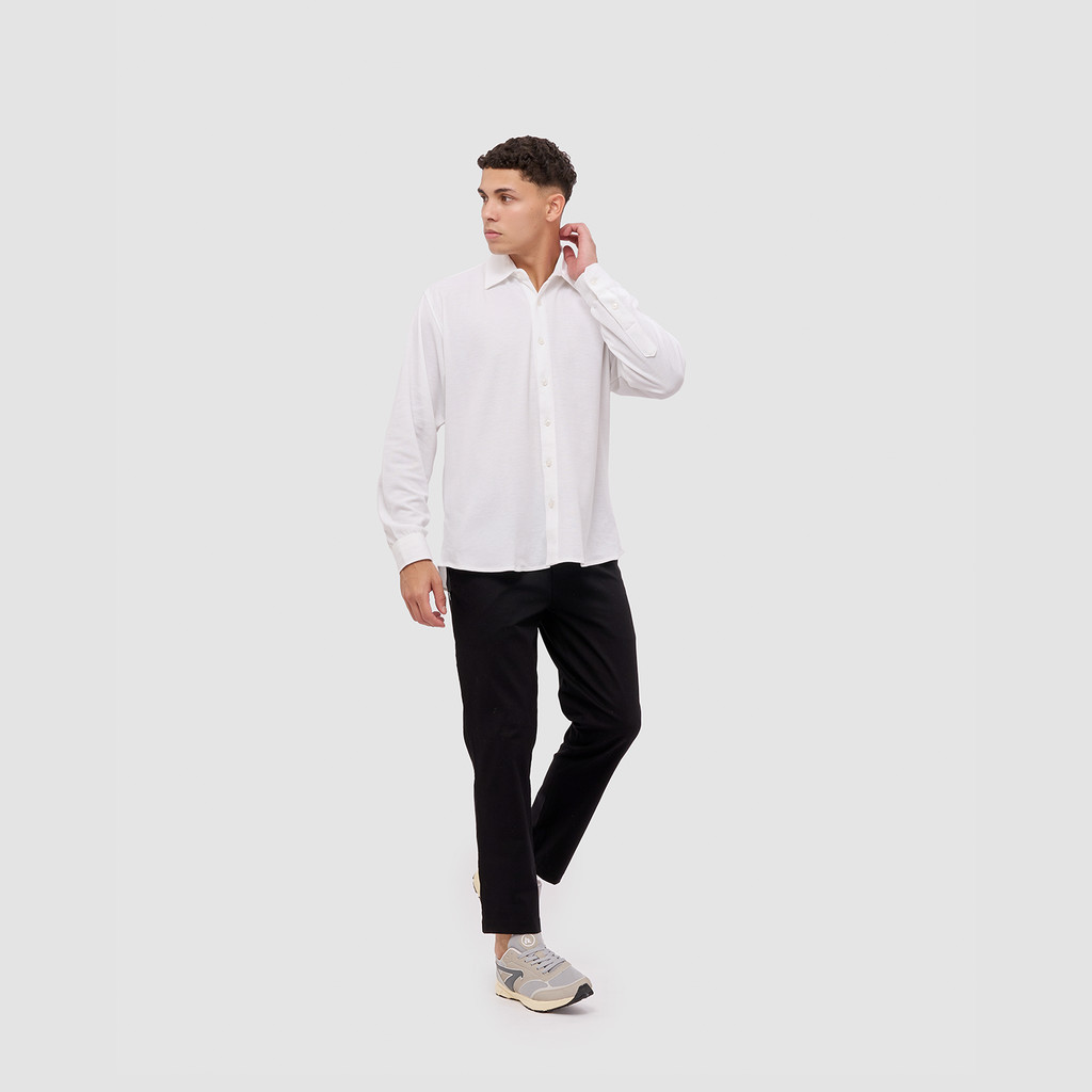 Broshirt Pique Longsleeve White