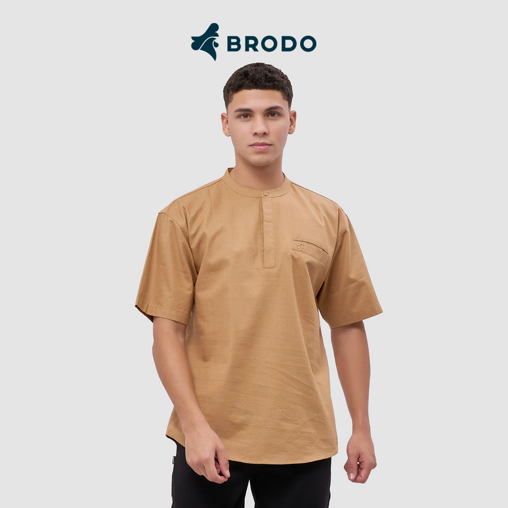 Broshirt Halfbutton Short Khaki