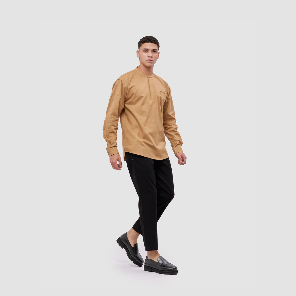 Broshirt Halfbutton Long Khaki