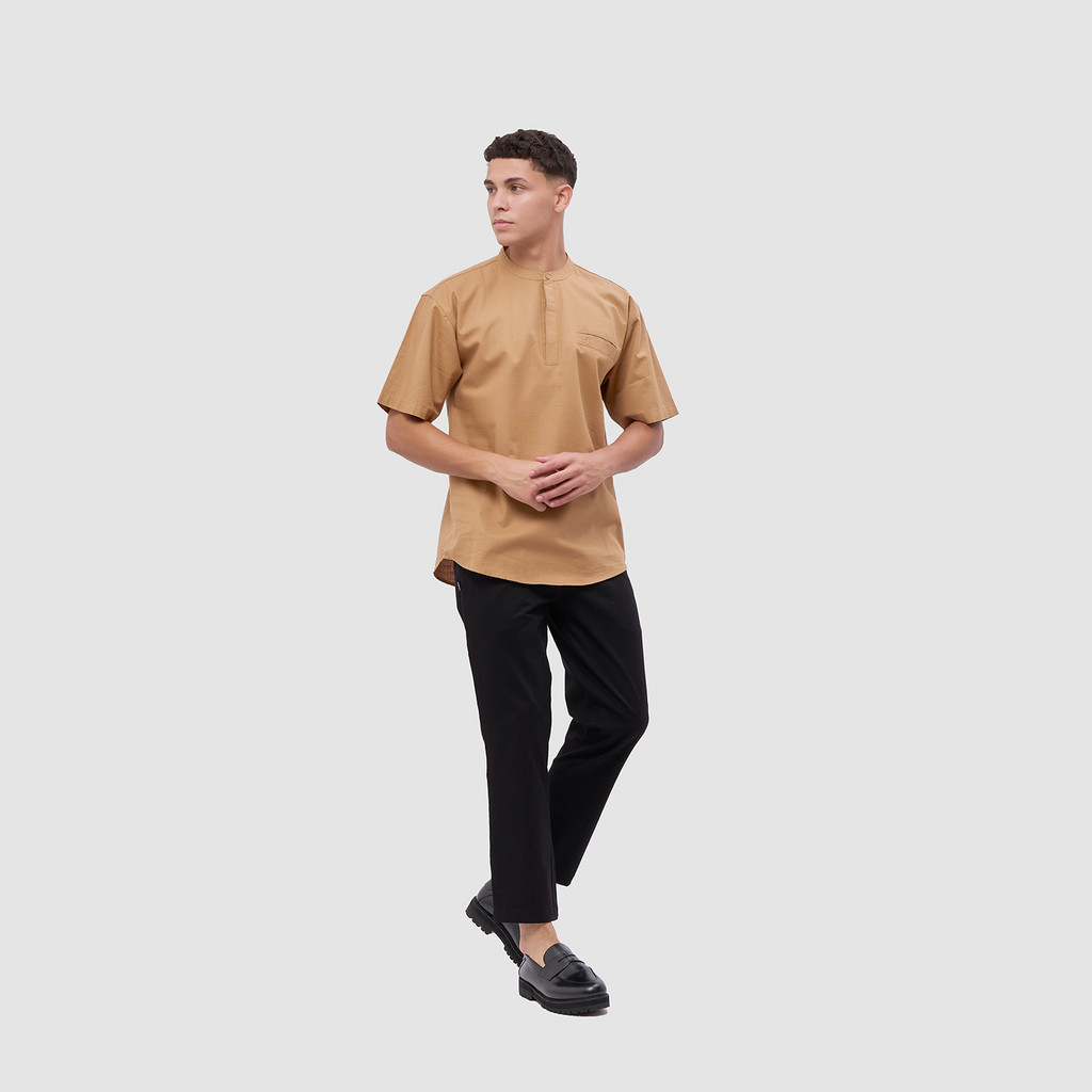 Broshirt Halfbutton Short Khaki