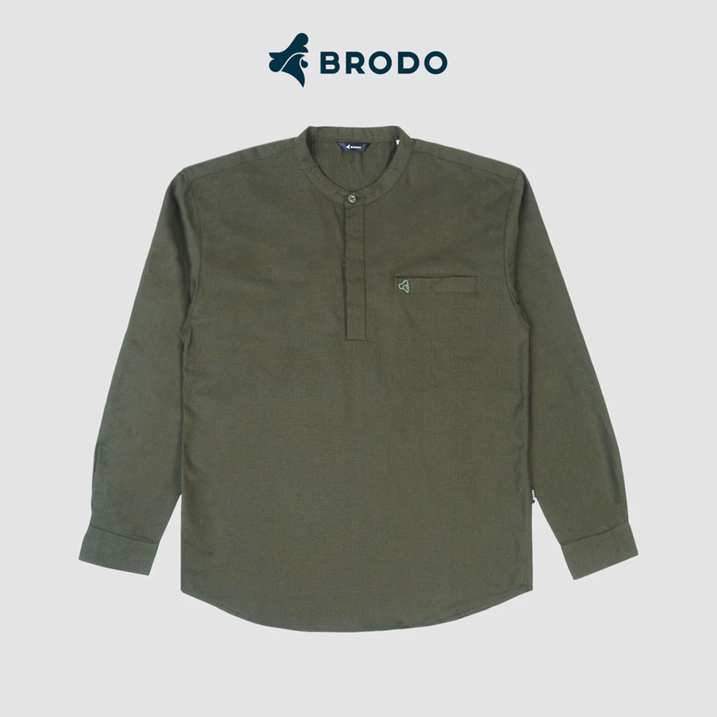 Broshirt Halfbutton Long Olive