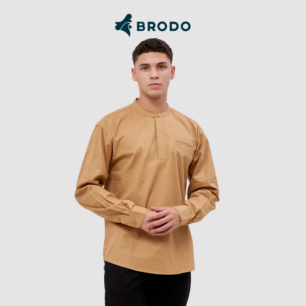 Broshirt Halfbutton Long Khaki