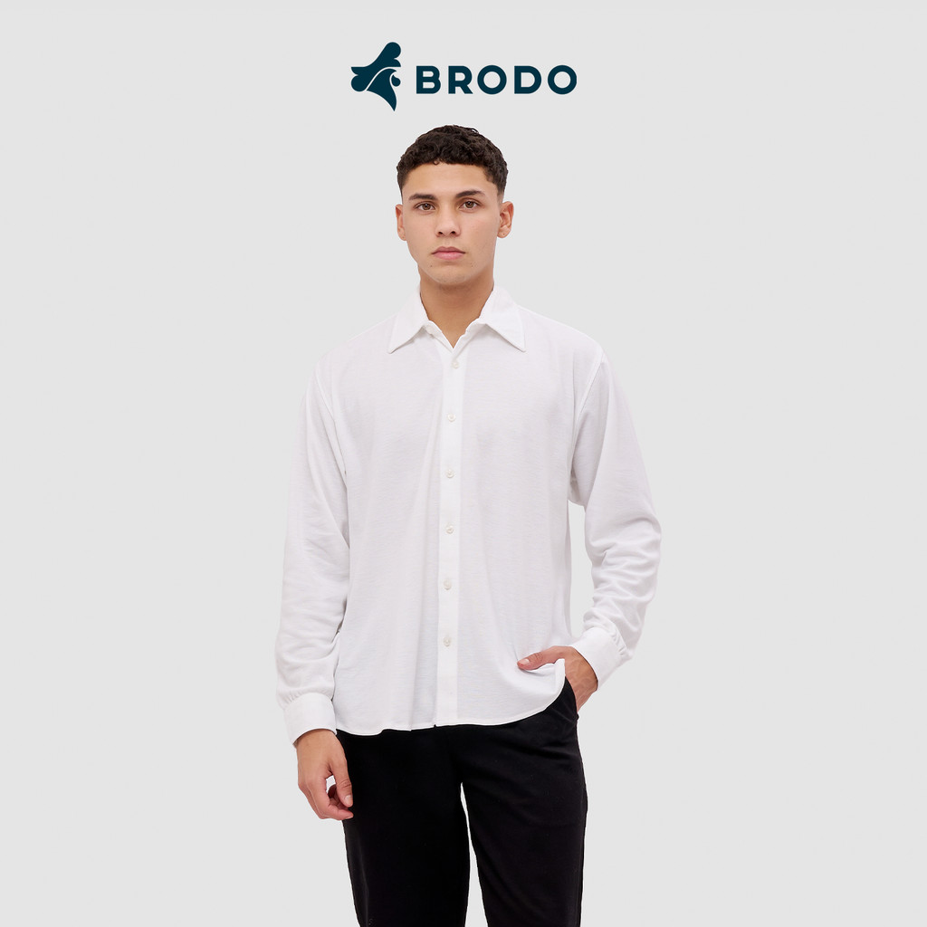 Broshirt Pique Longsleeve White