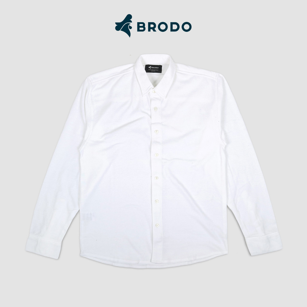 Broshirt Pique Longsleeve White