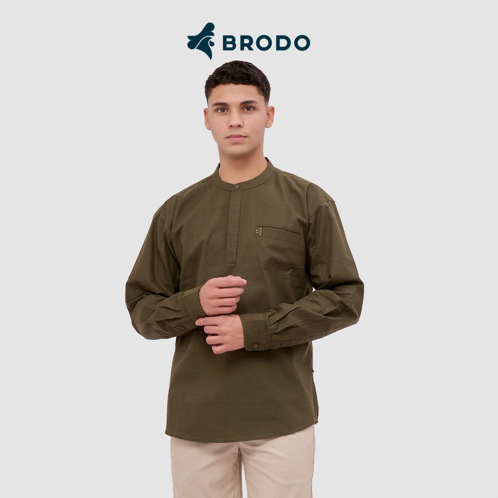 Broshirt Halfbutton Long Olive