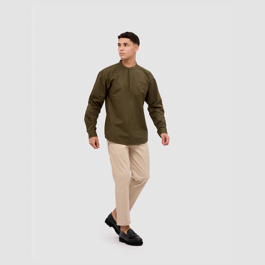 Broshirt Halfbutton Long Olive