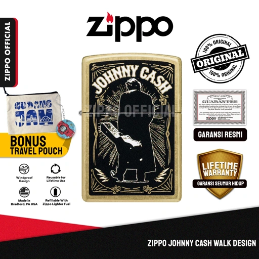 Zippo Johnny Cash Walk Design 47201 | Garansi Lifetime | Original USA