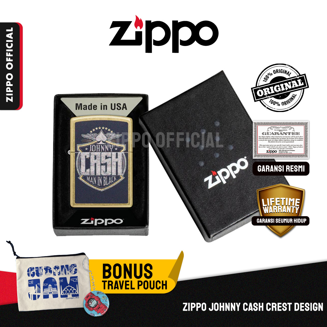 Zippo Johnny Cash Crest Design 47200 | Garansi Lifetime | Original USA