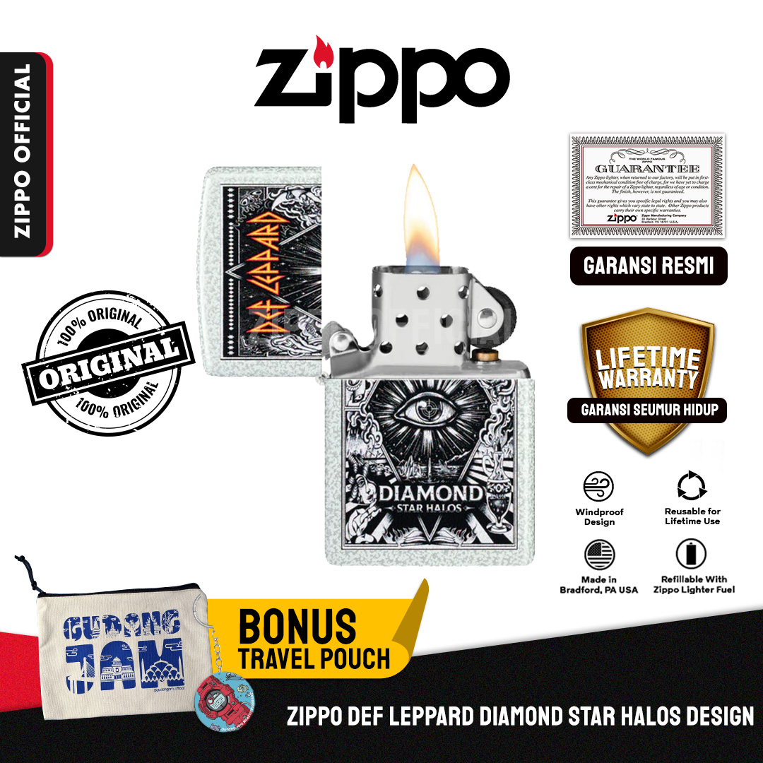 Zippo Def Leppard Diamond Star Halos Design 47196 | Garansi Lifetime | Original USA