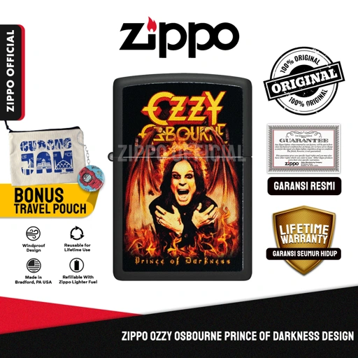 Zippo Ozzy Osbourne Prince of Darkness Design 47082 | Garansi Lifetime | Original USA