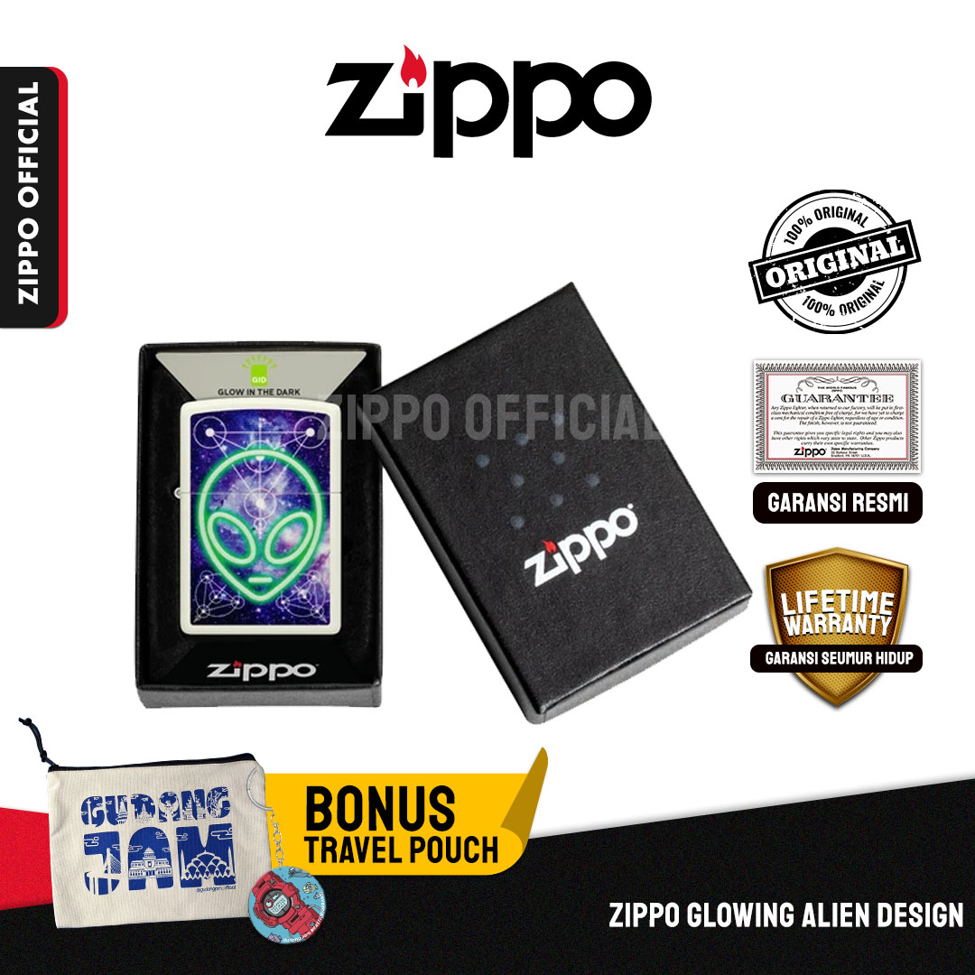 Zippo Glowing Alien Design 46288 | Garansi Lifetime | Original USA