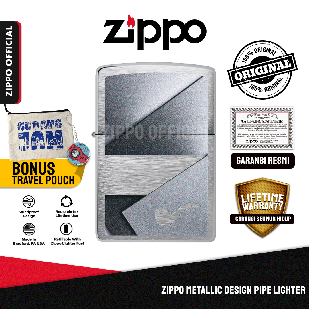 Zippo Metallic Design Pipe Lighter 47191 | Garansi Lifetime | Original USA