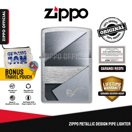 Zippo Metallic Design Pipe Lighter 47191 | Garansi Lifetime | Original USA