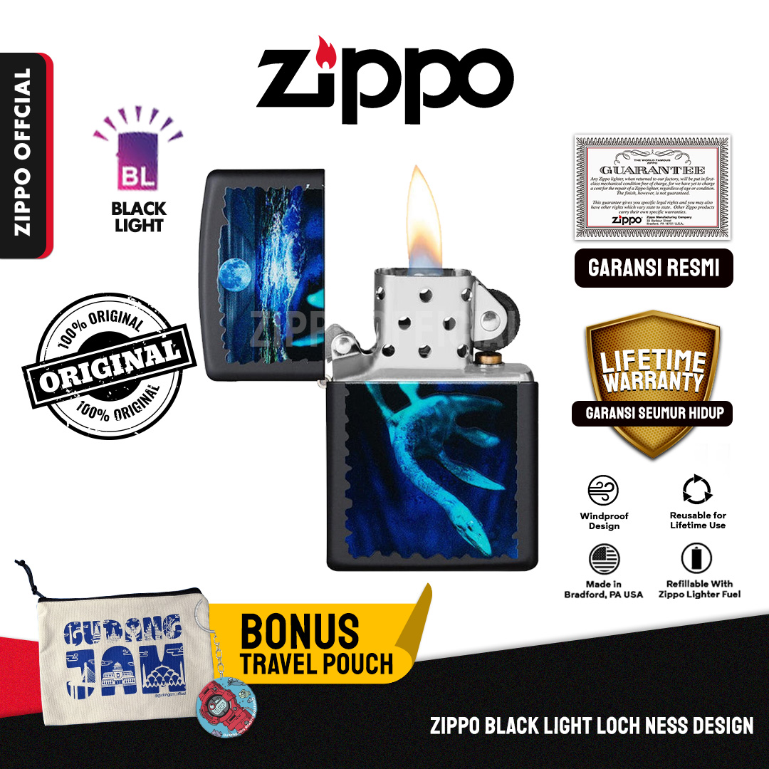 Zippo Black Light Loch Ness Design 49697