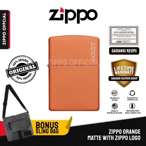 Zippo Original Classic Orange Matte Zippo Logo 231ZL
