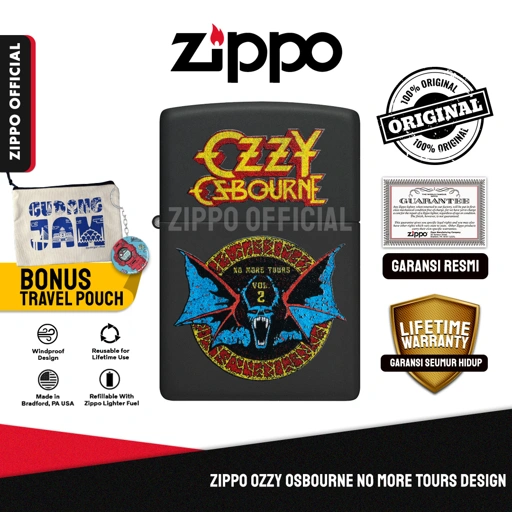 Zippo Ozzy Osbourne No More Tours Design 47083 | Garansi Lifetime | Original USA