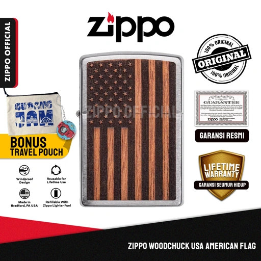 Image of Zippo WoodChuck American Flag 29966