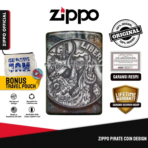 Image of Zippo Pirate Coin Design 49434 | Garansi Lifetime | Original USA