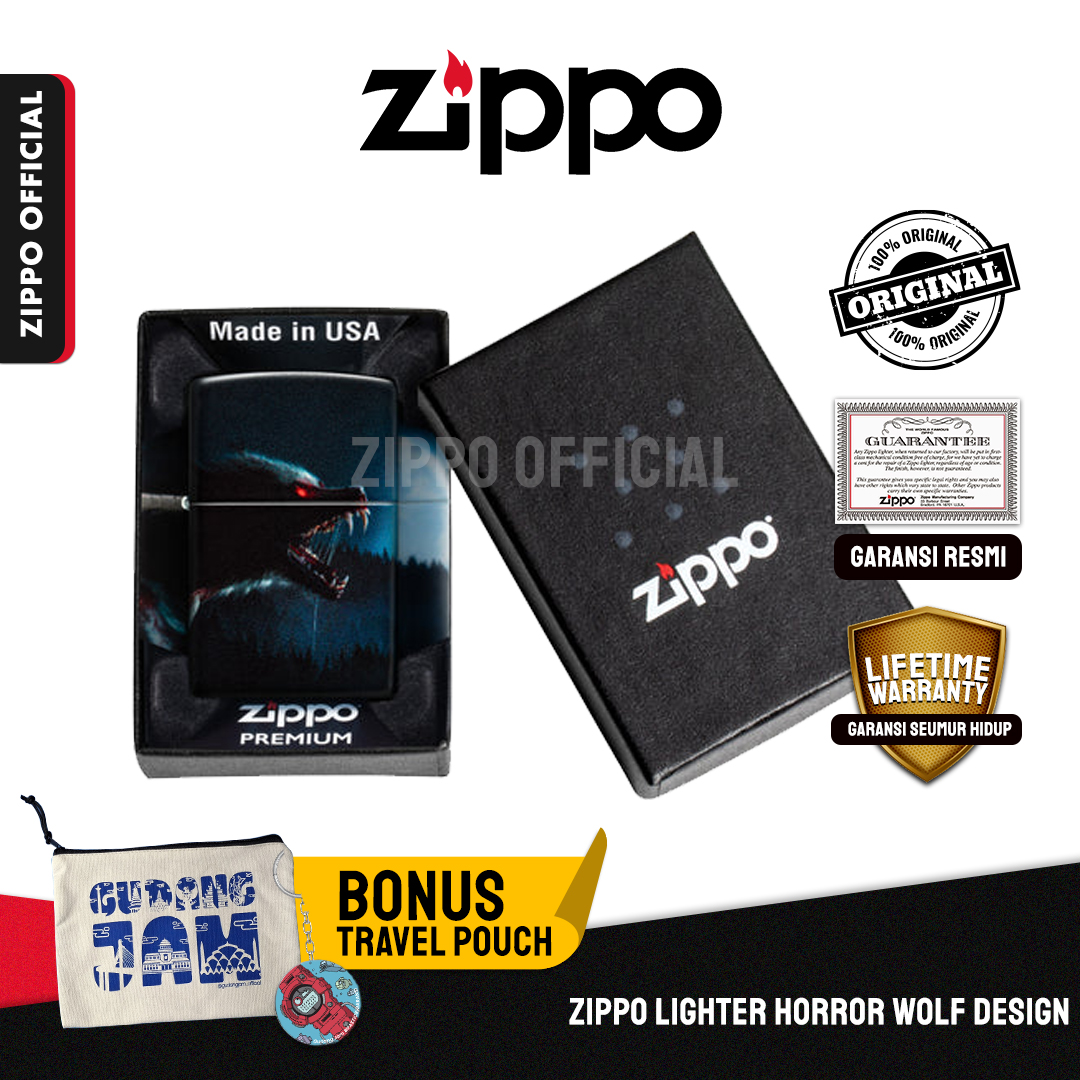 Zippo Horror Wolf Design 48923 | Garansi Lifetime | Original USA