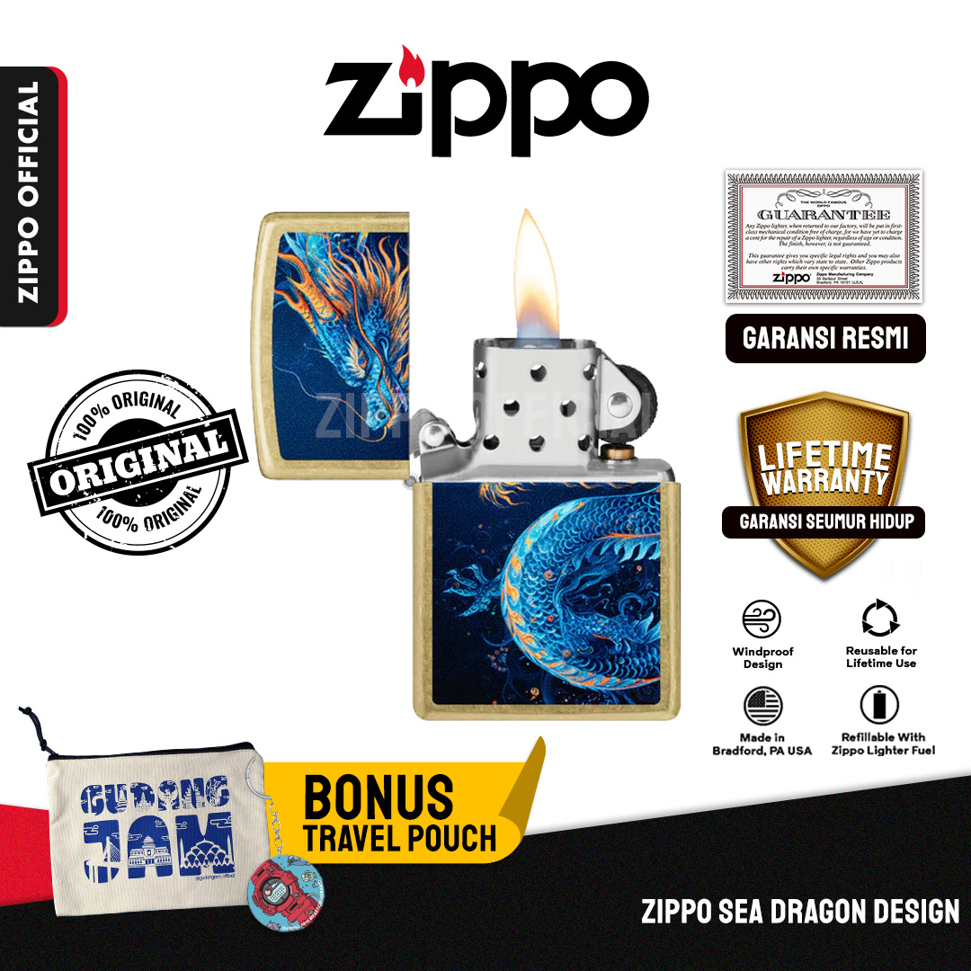Zippo Sea Dragon Design 47178 | Garansi Lifetime | Original USA