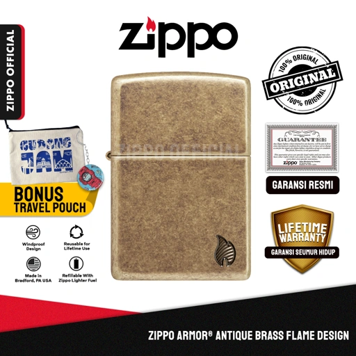Image of Zippo Armor® Antique Brass Flame Design 46400