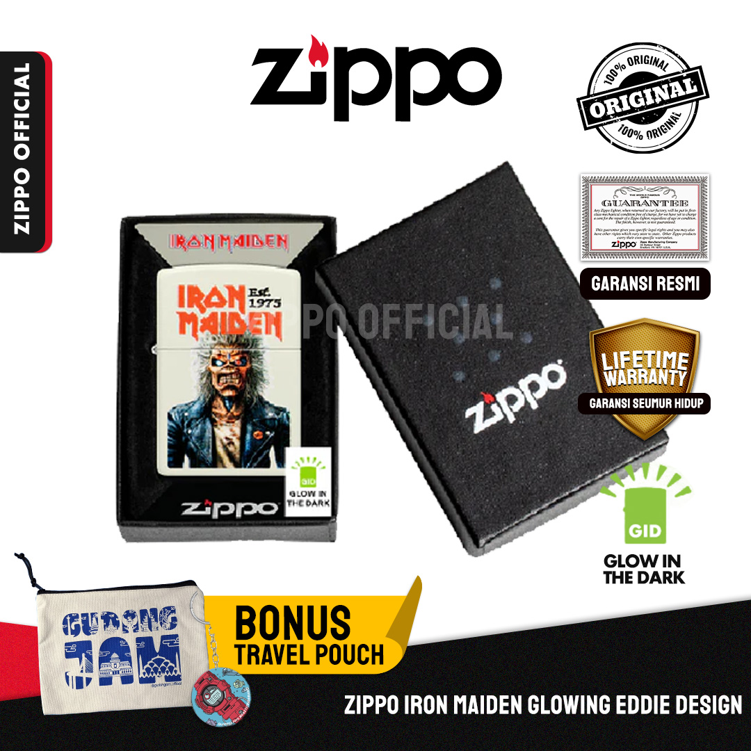 Zippo Iron Maiden Glowing Eddie Design 47198 | Garansi Lifetime | Original USA