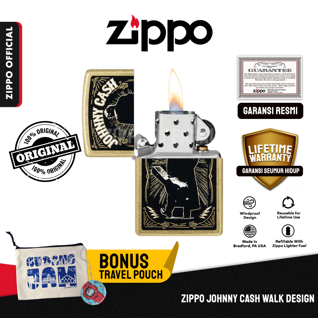 Zippo Johnny Cash Walk Design 47201 | Garansi Lifetime | Original USA
