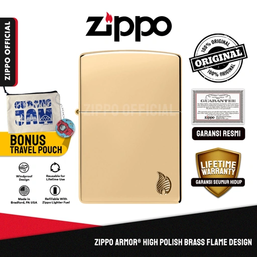 Image of Zippo Armor® High Polish Brass Flame Design 46397