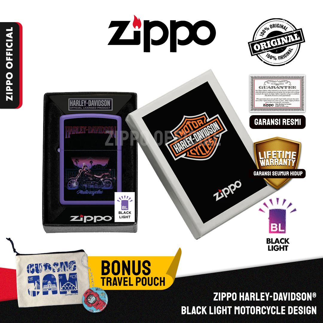 Zippo Harley-Davidson® Black Light Motorcycle Design 46676