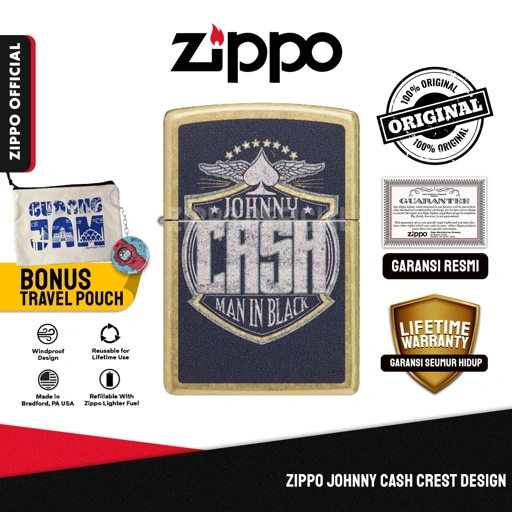Zippo Johnny Cash Crest Design 47200 | Garansi Lifetime | Original USA
