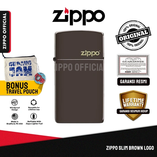 Image of Zippo Slim Brown Logo 49266ZL