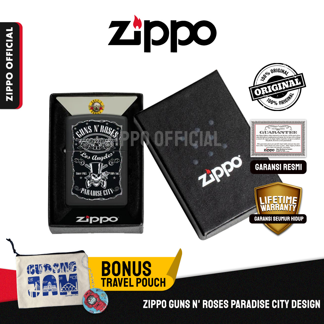 Zippo Guns N' Roses Paradise City Design 47197 | Garansi Lifetime | Original USA