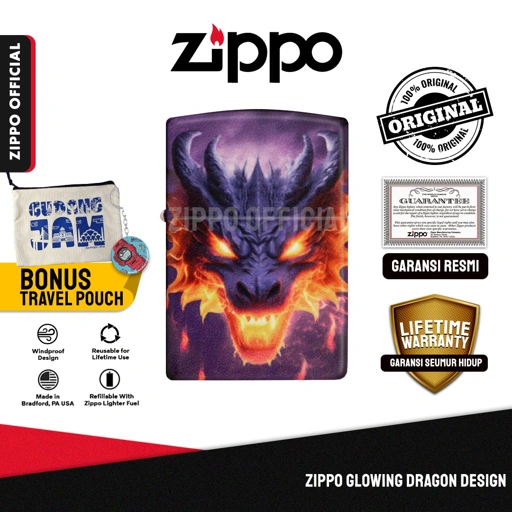 Zippo Glowing Dragon Design 46251 | Garansi Lifetime | Original USA