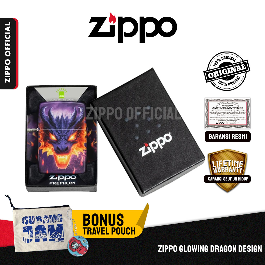 Zippo Glowing Dragon Design 46251 | Garansi Lifetime | Original USA