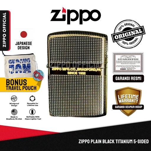 Image of Zippo Plain Black Titanium 5 Sided ZA-3-253