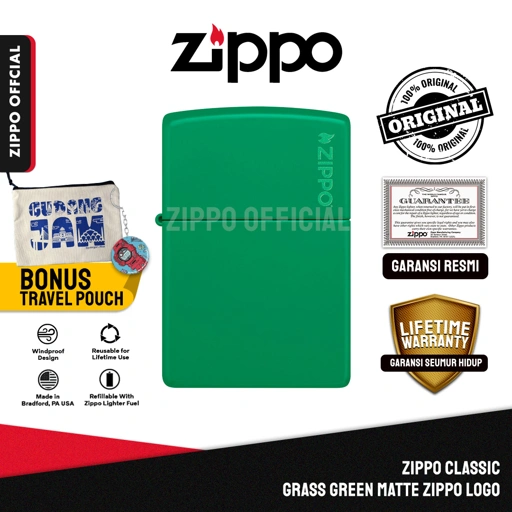Zippo Classic Grass Green Matte Zippo Logo 48629ZL