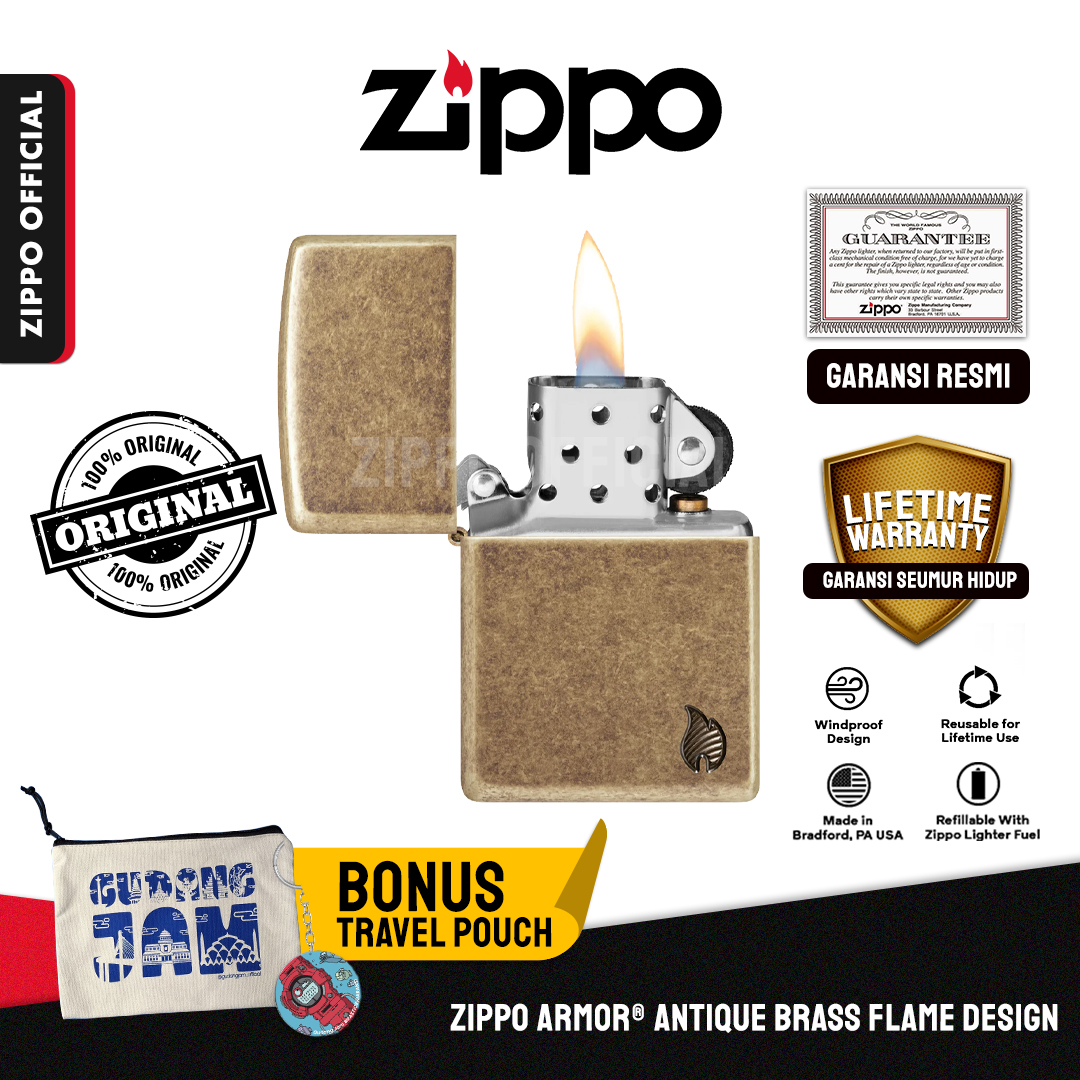 Zippo Armor® Antique Brass Flame Design 46400