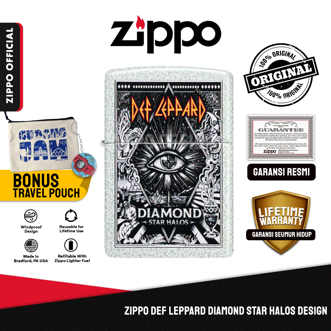 Zippo Def Leppard Diamond Star Halos Design 47196 | Garansi Lifetime | Original USA
