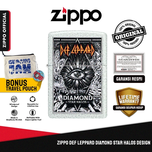 Zippo Def Leppard Diamond Star Halos Design 47196 | Garansi Lifetime | Original USA