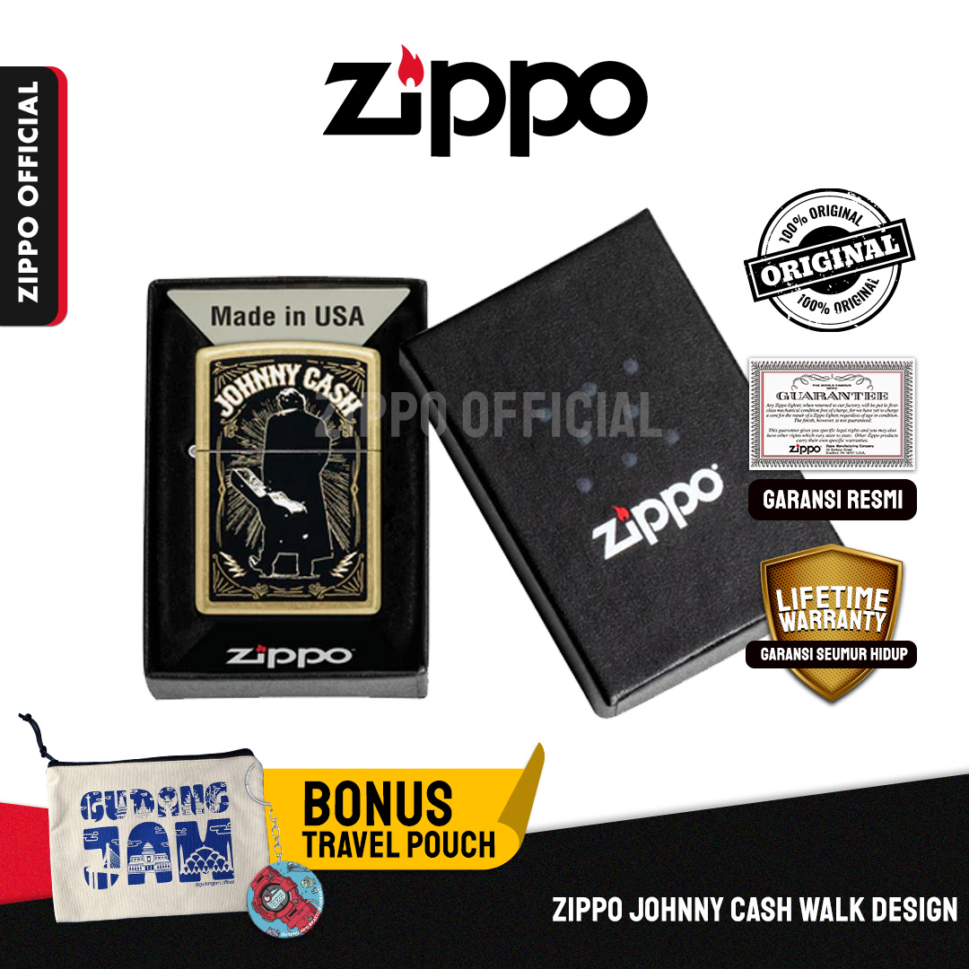 Zippo Johnny Cash Walk Design 47201 | Garansi Lifetime | Original USA